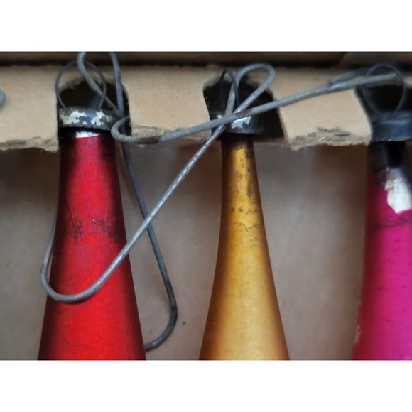 MCM Teardrop Glass Ornaments Set of 5 Multicolor Original Box Trim a Tree Retro - Picture 7 of 14